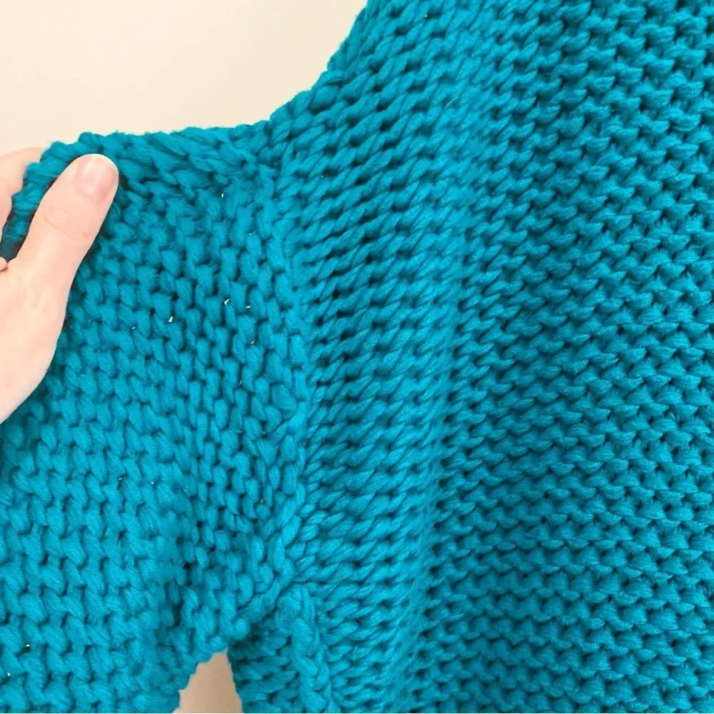 Free People My Only Sunshine Teal Chunky Turtleneck Sweater size large